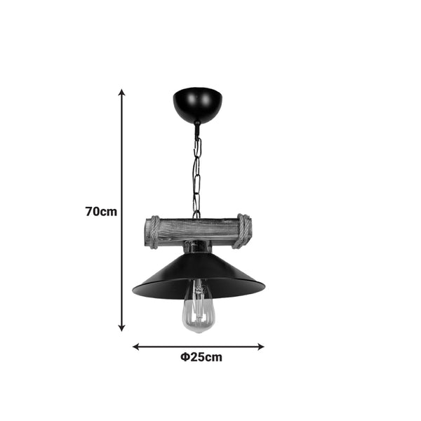 Lustra tavan Arique, metal, Negru, 25x70 cm