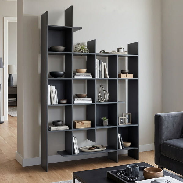 Manco Bibliotecă, Antracit - Sonoma, 122x26x188 cm