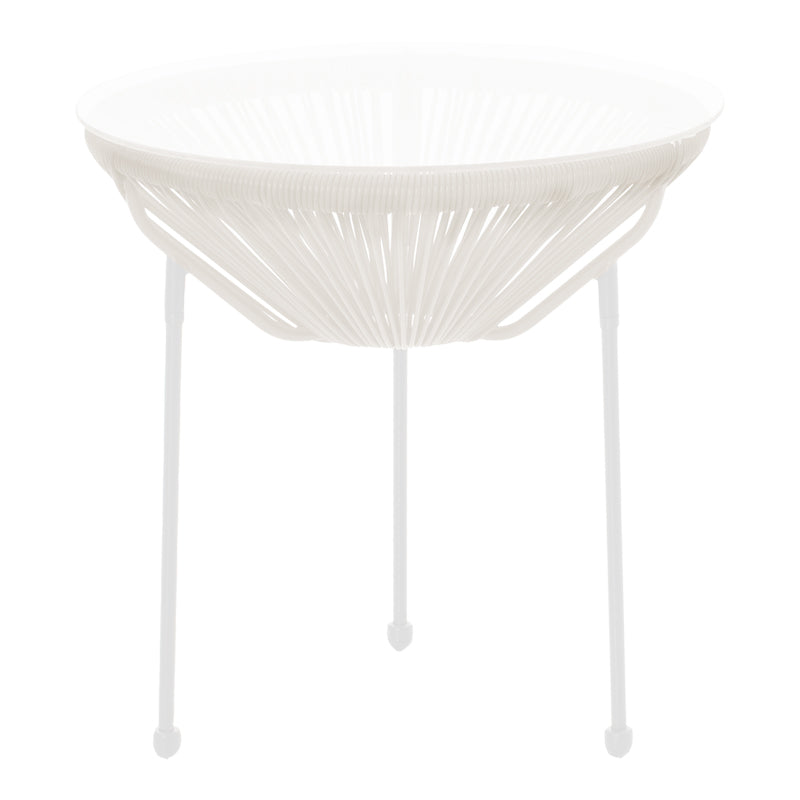 Masă Acapulco, Metal și Rattan, Negru, 50x52 cm - Alb