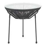 Masă Acapulco, Metal și Rattan, Negru, 50x52 cm - Negru