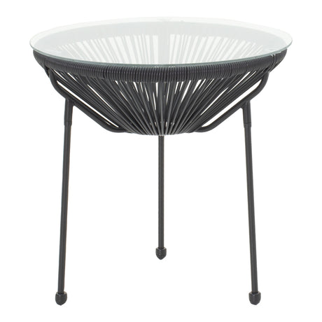 Masă Acapulco, Metal și Rattan, Negru, 50x52 cm