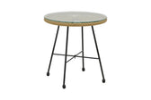 Masa Acapulco negru din metal cu ratan, Natural, 50x50x50 cm, detaliu produs