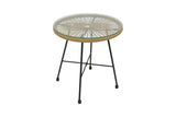 Masa Acapulco negru din metal cu ratan, Natural, 50x50x50 cm