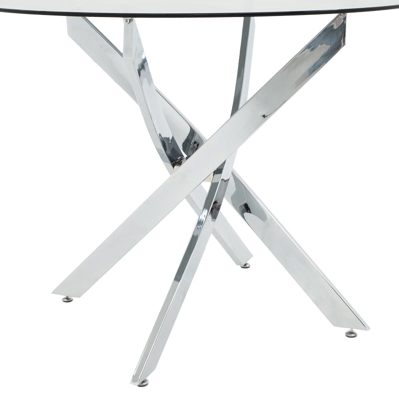 Masa Antoro cu blat din sticla, Natural, D100x75 cm - Argintiu