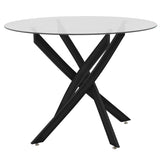 Masa Antoro cu blat din sticla, Natural, D100x75 cm - Negru