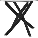 Masa Antoro din sticla, crom, D80x75 cm - Negru