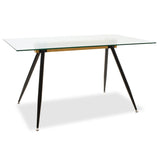 Masa Astrid, Negru - Natural - Transparent, 140x80x75 cm