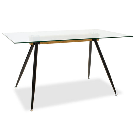 Masa Astrid, Negru - Natural - Transparent, 140x80x75 cm