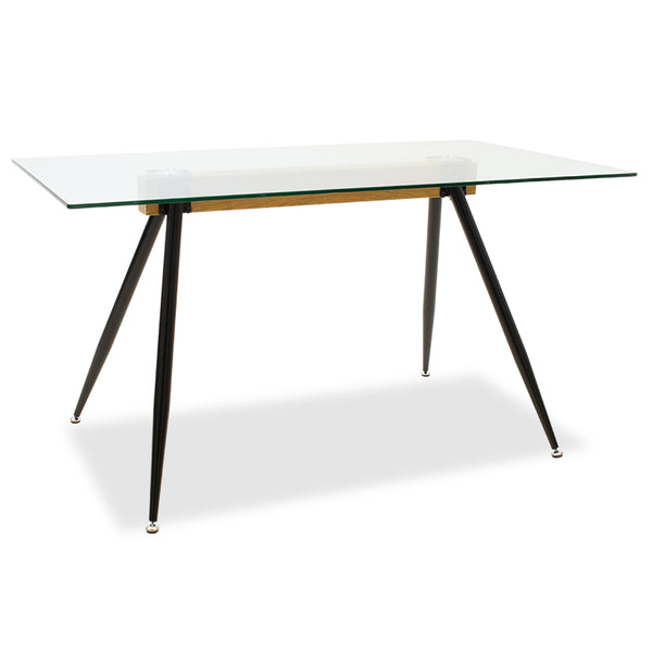 Masa Astrid, Negru - Natural - Transparent, 140x80x75 cm