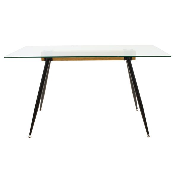 Masa Astrid, Negru - Natural - Transparent, 140x80x75 cm