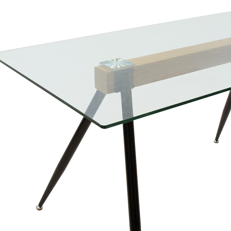 Masa Astrid, Negru - Natural - Transparent, 140x80x75 cm