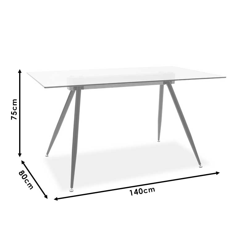 Masa Astrid, Negru - Natural - Transparent, 140x80x75 cm