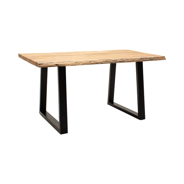 Masa Boho Miles, Lemn de salcam grosime 3 cm, Natural - Nuc, 140x80x76 cm