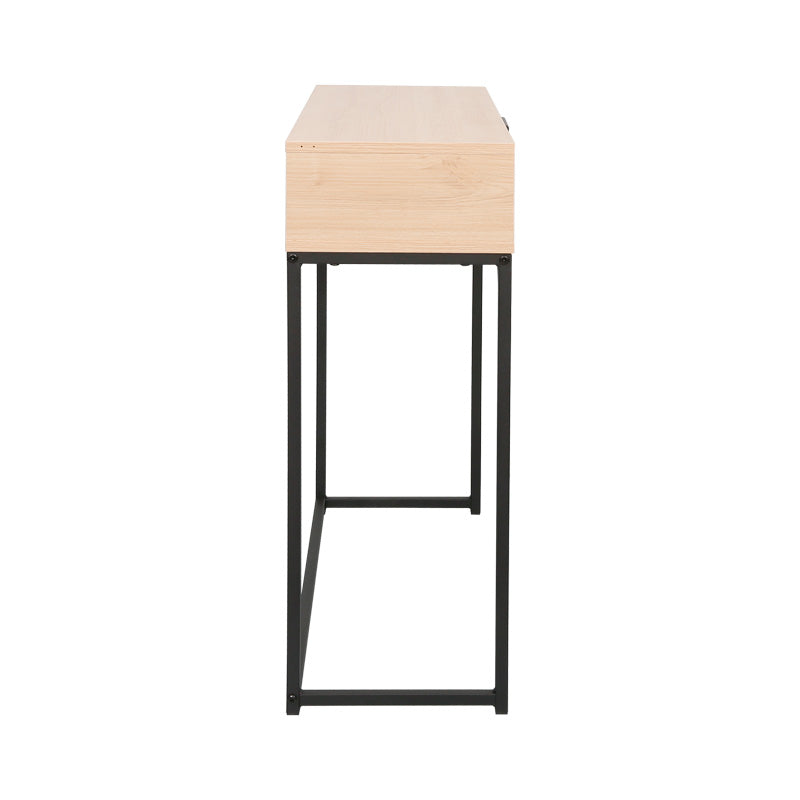 Masa Consolă cu sertar Joumpa, metal negru și lemn, 80x28x76 cm