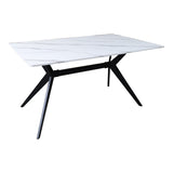Masa cu aspect de marmura, Ezali, și metal, Alb/Negru, 140x80x75 cm
