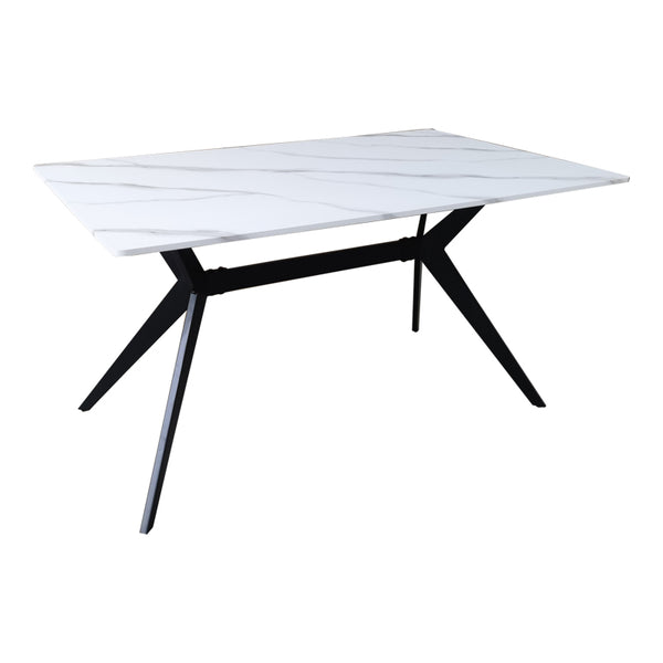 Masa cu aspect de marmura, Ezali, și metal, Alb/Negru, 140x80x75 cm
