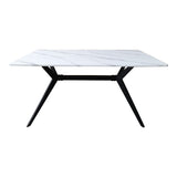 Masa cu aspect de marmura, Ezali, și metal, Alb/Negru, 140x80x75 cm