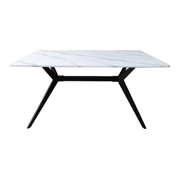 Masa cu aspect de marmura, Ezali, și metal, Alb/Negru, 140x80x75 cm