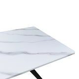 Masa cu aspect de marmura, Ezali, și metal, Alb/Negru, 140x80x75 cm