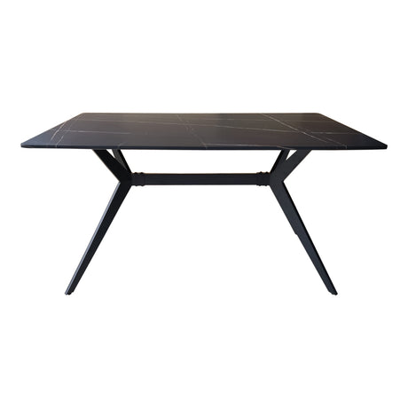 Masa, cu aspect de marmura neagra și picioare de metal, Ezali, & metal, Negru, 140x80x75 cm