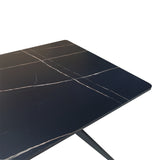 Masa, cu aspect de marmura neagra și picioare de metal, Ezali, & metal, Negru, 140x80x75 cm