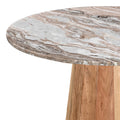 Masa cu blat de marmura Ezerdian, Lemn de Acacia, Natur, D150x76 cm, detaliu produs