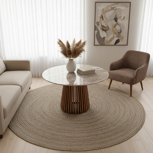 Masa cu blat de marmura Mable, Lemn de Acacia, Natur, 120x76 cm