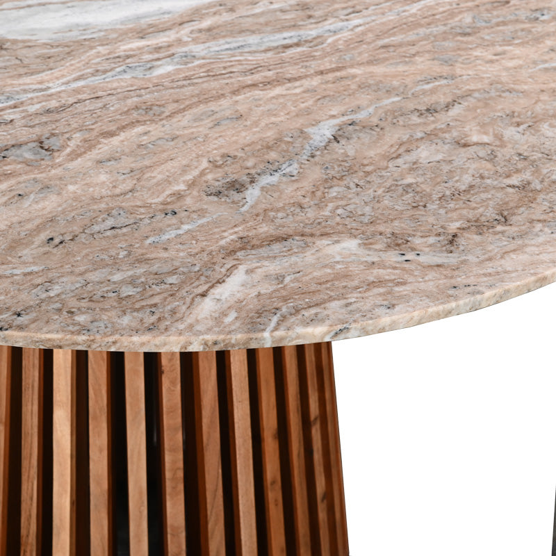 Masa cu blat de marmura Mable, Lemn de Acacia, Natur, 120x76 cm