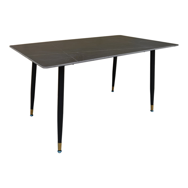 Masa cu blat negru de marmura Pembe, Piatra presata și metal, Negru, 140x80x75 cm