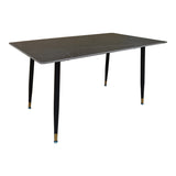 Masa cu blat negru de marmura Pembe, Piatra presata și metal, Negru, 140x80x75 cm
