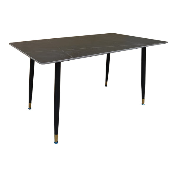 Masa cu blat negru de marmura Pembe, Piatra presata și metal, Negru, 140x80x75 cm