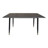 Masa cu blat negru de marmura Pembe, Piatra presata și metal, Negru, 140x80x75 cm