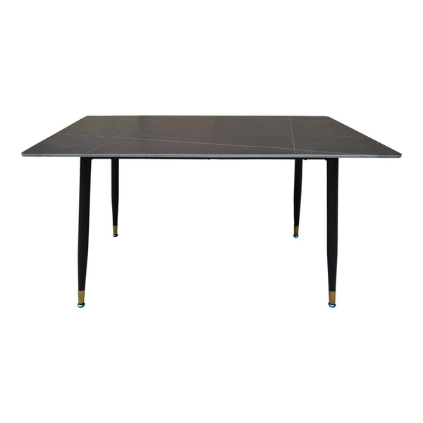 Masa cu blat negru de marmura Pembe, Piatra presata și metal, Negru, 140x80x75 cm
