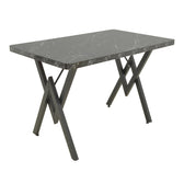 masa dining Masă cu efect de marmură neagră Vertex, Metal negru, 110x70x72 cm