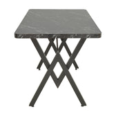 Masă cu efect de marmură neagră Vertex, Metal, negru, 110x70x72 cm, detaliu produs