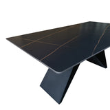 Masa cu finisaj de marmura neagra, metal, 180x90x75 cm