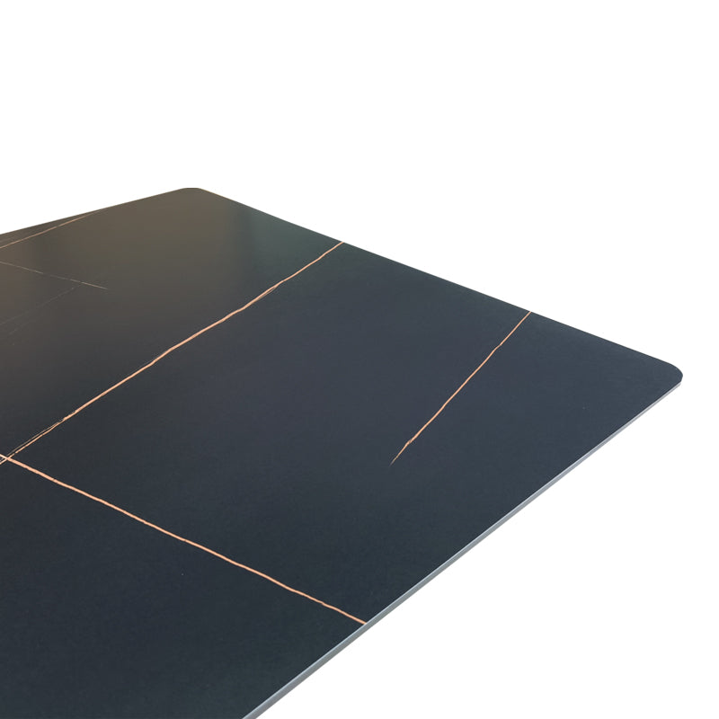 Masa cu finisaj de marmura neagra, metal, 180x90x75 cm
