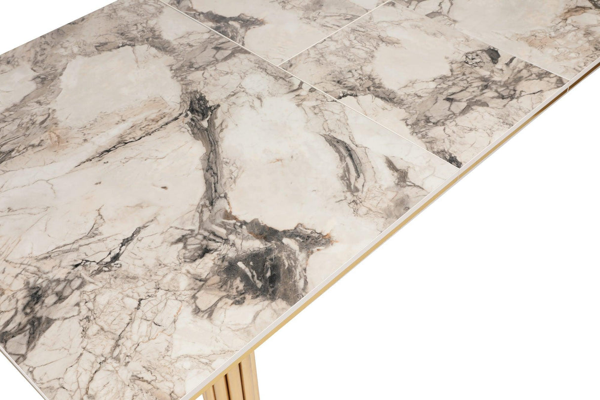 Masă Damla 1102, Aur, 146x79x90 cm