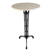mobilier de gradina Masa de bar Meppo, fonta, Alb-Negru, 60x60x107 cm