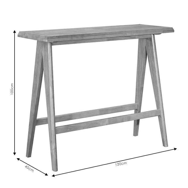 Masa de bar Winslow din lemn de arbore de cauciuc, nuc, 120x45x100 cm