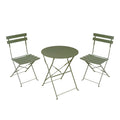 mobilier de gradina Masa de bistro pliabila cu set de 3 piese, stil urban, metal, verde masliniu, 60x71 cm