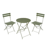 Masa de bistro pliabila cu set de 3 piese, stil urban, metal, verde masliniu, 60x71 cm