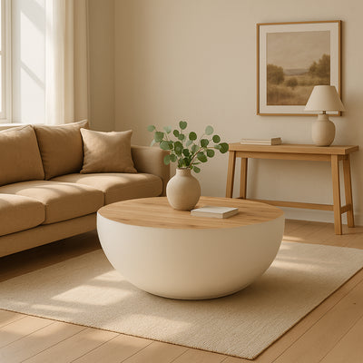 Masa de cafea Boho Coffelty, Alb, 90x90x40 cm, imagine suplimentara