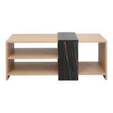 Masa de cafea Cozeto, Pal melaminat, 100x53x42 cm - Natural-Negru-Auriu