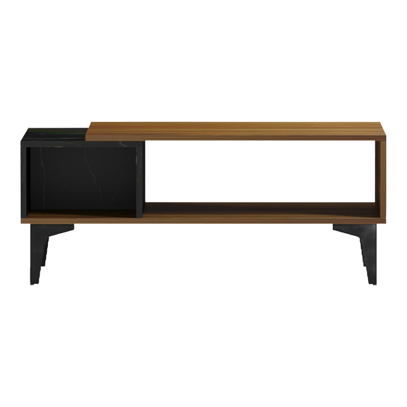 Masă de cafea cu aspect de marmură Riba, Nuc-Negru, Lemn, 90x50x37 cm