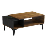 Masă de cafea cu aspect de marmură Riba, Nuc-Negru, Lemn, 90x50x37 cm