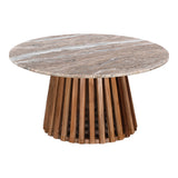 Masa de cafea Mable, Lemn masiv de acacia, D100x45 cm - Natur-Marmura