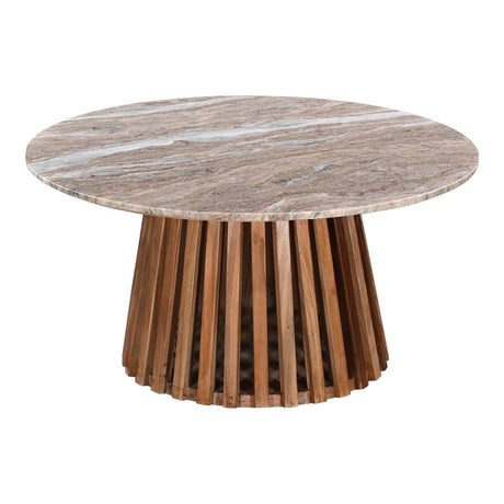 Masa de cafea cu blat de marmura Mable, lemn masiv de acacia, Natur, 100x45 cm