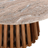 Masa de cafea Mable, Lemn masiv de acacia, D100x45 cm - Natur-Marmura