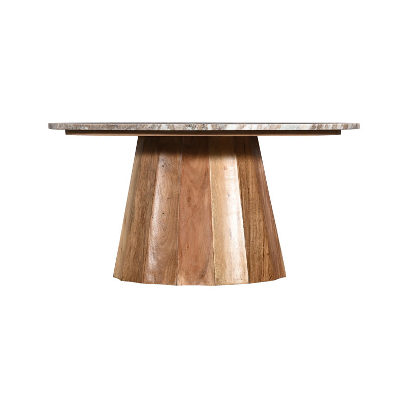Masa de cafea cu blat din marmura, Ezerdian, Lemn de Acacia, Natur, D90x45 cm, detaliu produs